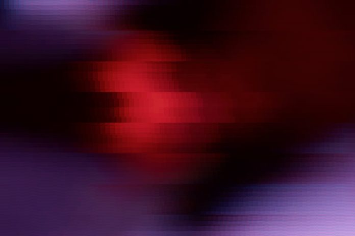 Chaotischer Hintergrund mit verrückten Richtungen von Lichtstreifen in Blau und Rot für Konzepte über Bewegung