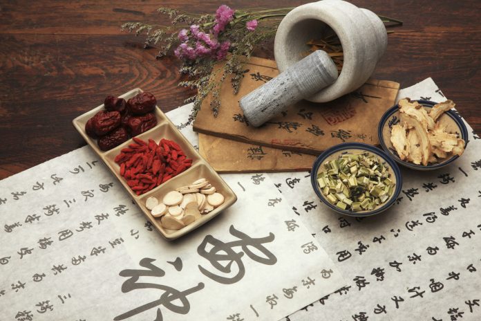 Chinese herbal medicine and tea set,still life